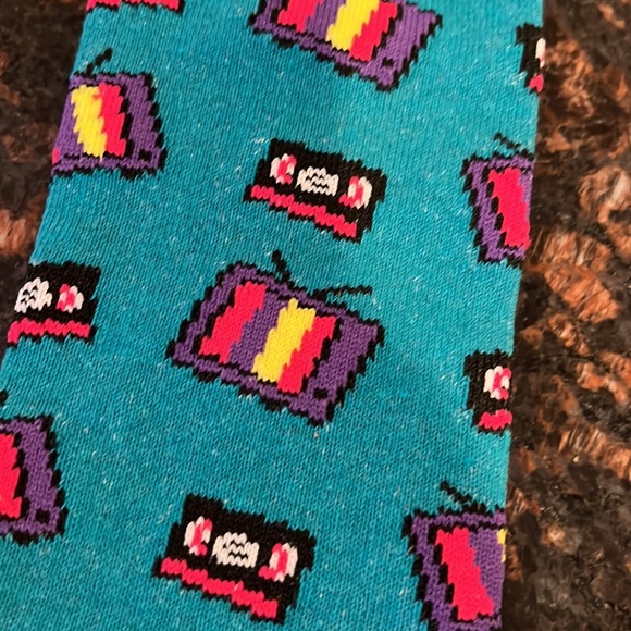 Men’s 6 Pairs Of Crazy Crew Socks Bright Colors With Printed Objects - Picture 7 of 10